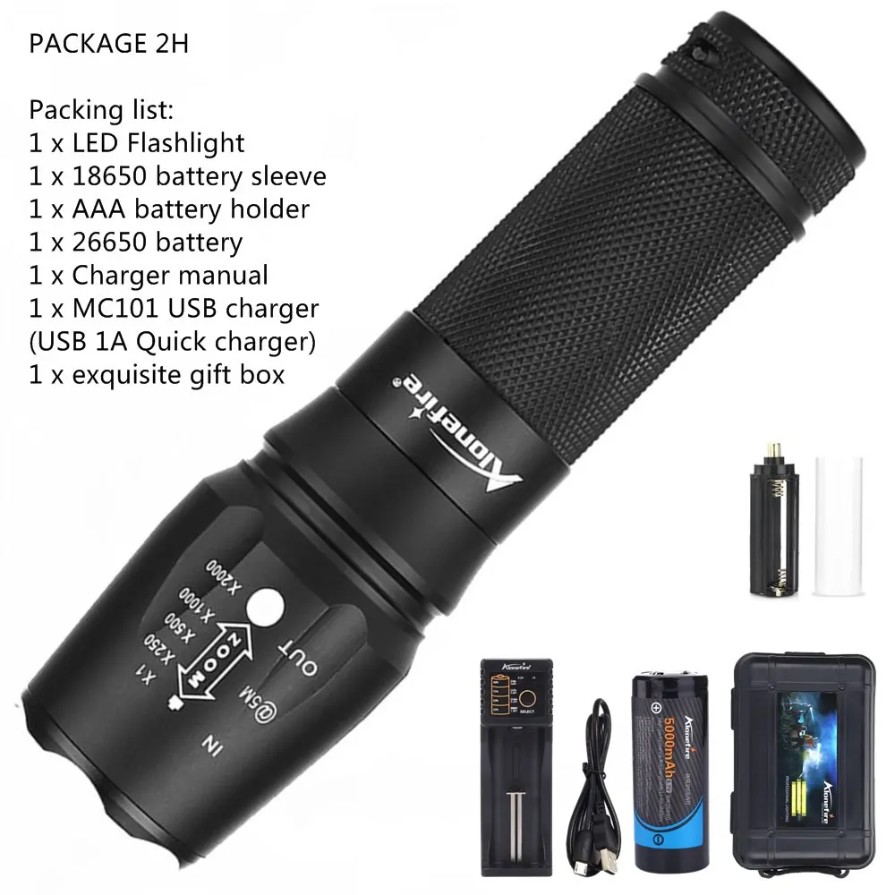 X800 flashlight AloneFire прожектор фонарик Cree X800 XM-L T6 L2 U3 светодиодный фонарь для велосипеда, дорожный фонарь, велосипедный фонарь AAA 18650 26650, литий-ионный аккумулятор - Испускаемый цвет: X800 flashlight