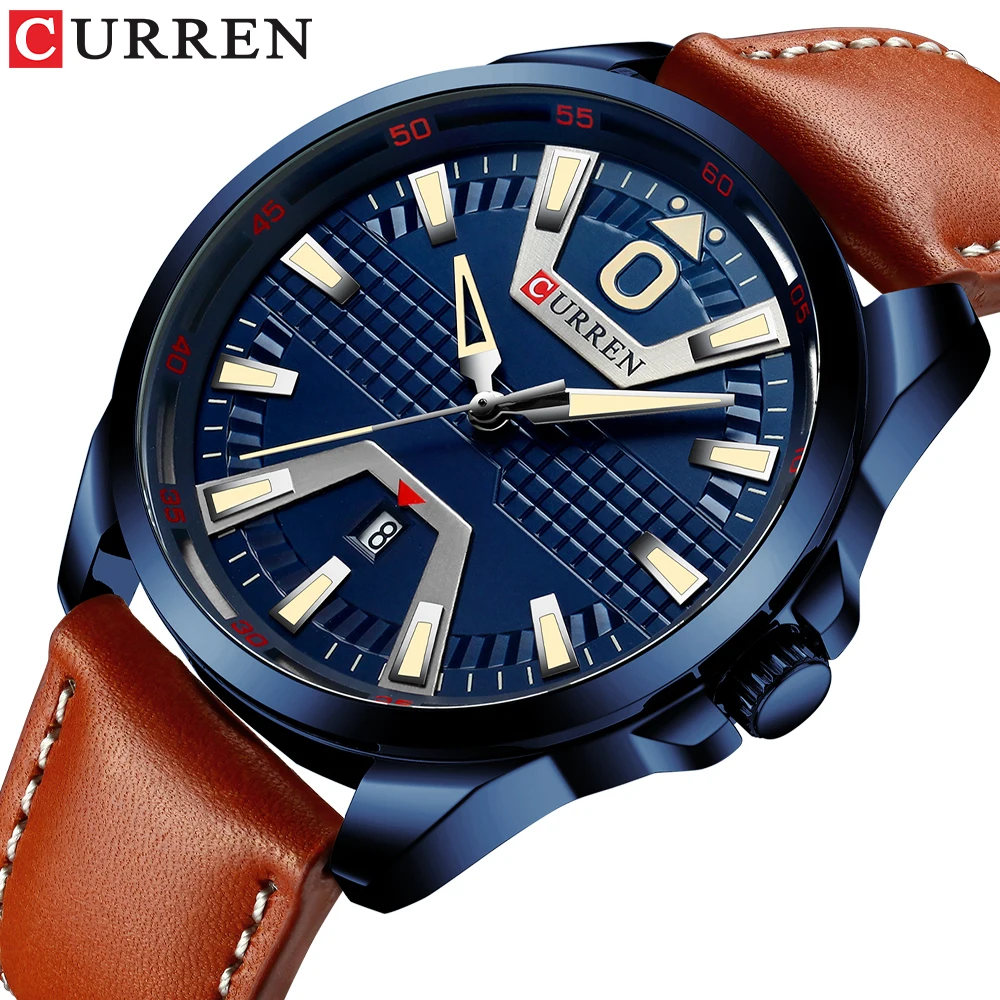 

Fashion Luxury Brand CURREN 8379 Men‘s Quartz Watch Leather Strap Business Wristwatch Auto Date Waterproof Military Male Clock