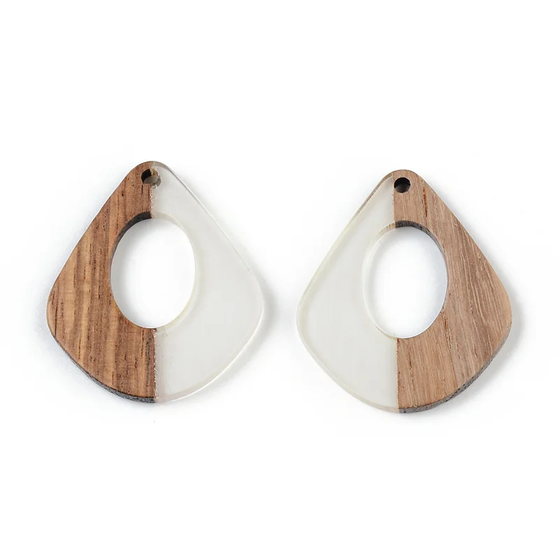 

10PCS Hollow water Earrings Accessories Natural Wood & Resin Splicing Hand Made DIY Making Charms Jewelry Findings & Components