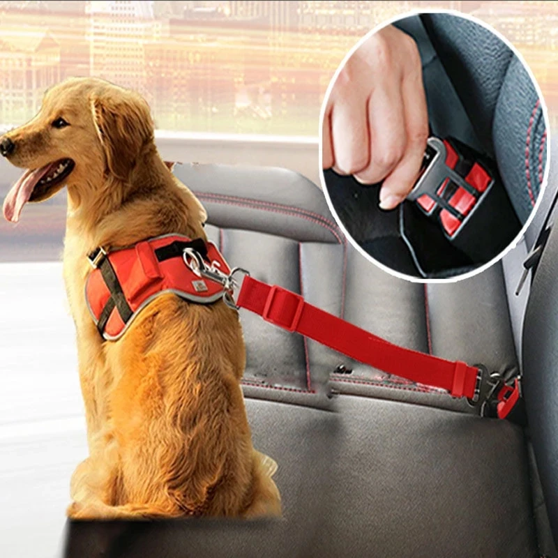 

Pet Dog Cat Car Seat Belt Adjustable Harness Seatbelt Lead Leash Puppy Seat-belt Travel Clip Lever Traction Collar Pet Supplies