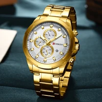 2022 curren new fashion watches with stainless steel top brand luxury sports chronograph quartz watch men relogio masculino