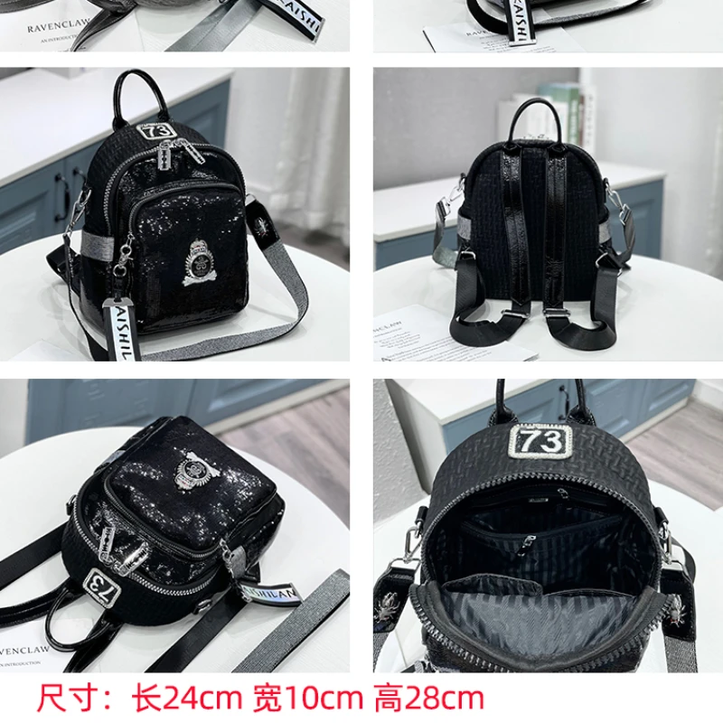 

Lady Sequines Feminine Backpack Women Fashion Artificial Leather Ita Bagpack Daily Everyday Daypack Shoulder Bag