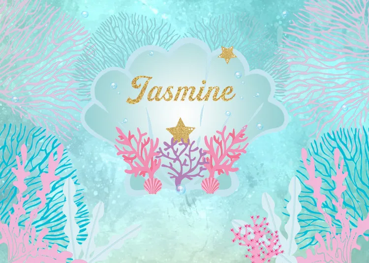 

mermaid princess fish birthday party baby child photo background photography backdrops quality vinyl