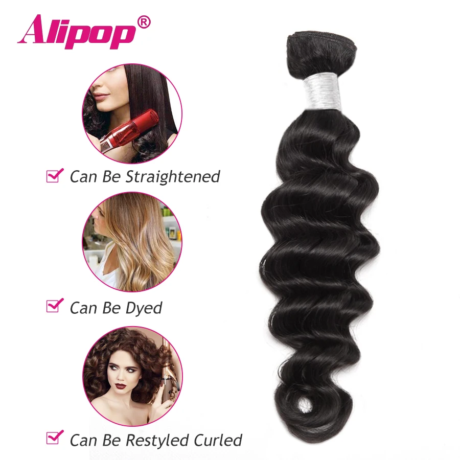 ALIPOP Свободные Пряди глубоких волн с застежкой 100% человеческие волосы Remy пряди