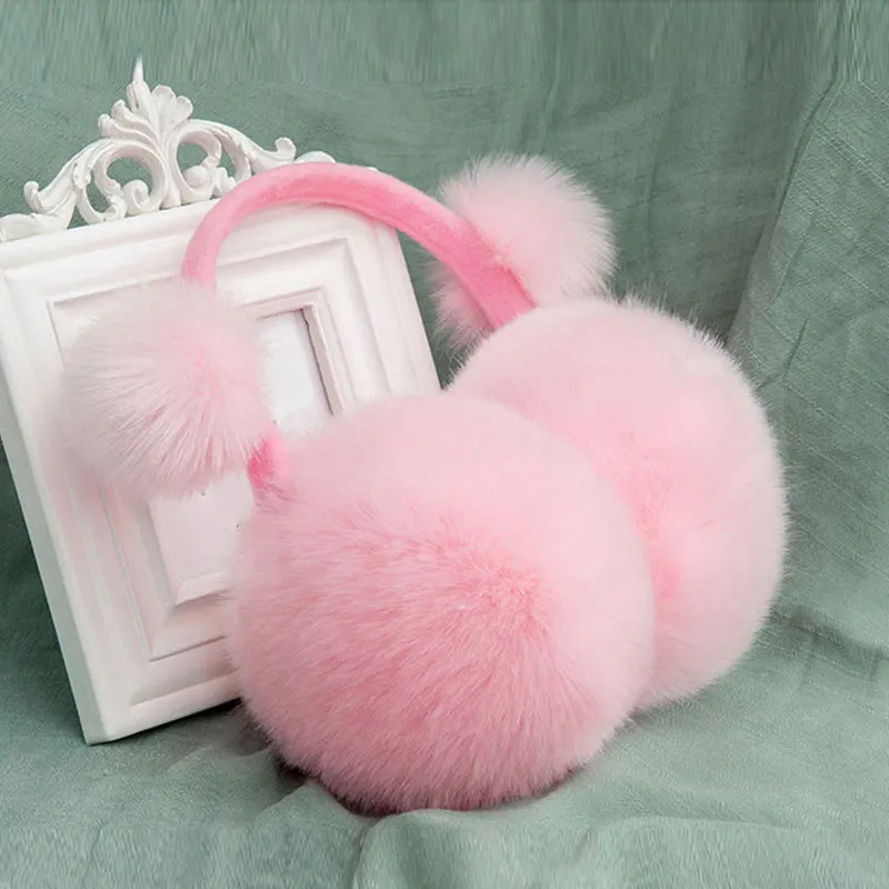 Зимние наушники с искусственным мехом однотонные цветные ушные складки складная