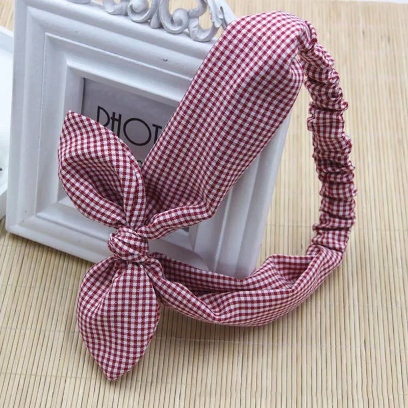 style 4 wine red Одноцветный ободок с заячьими ушами для женщин, завязанный бантом, повязка для волос, женский эластичный ободок для волос с заячьими ушками, головной убор, аксессуары для волос - Цвет: style 4 wine red