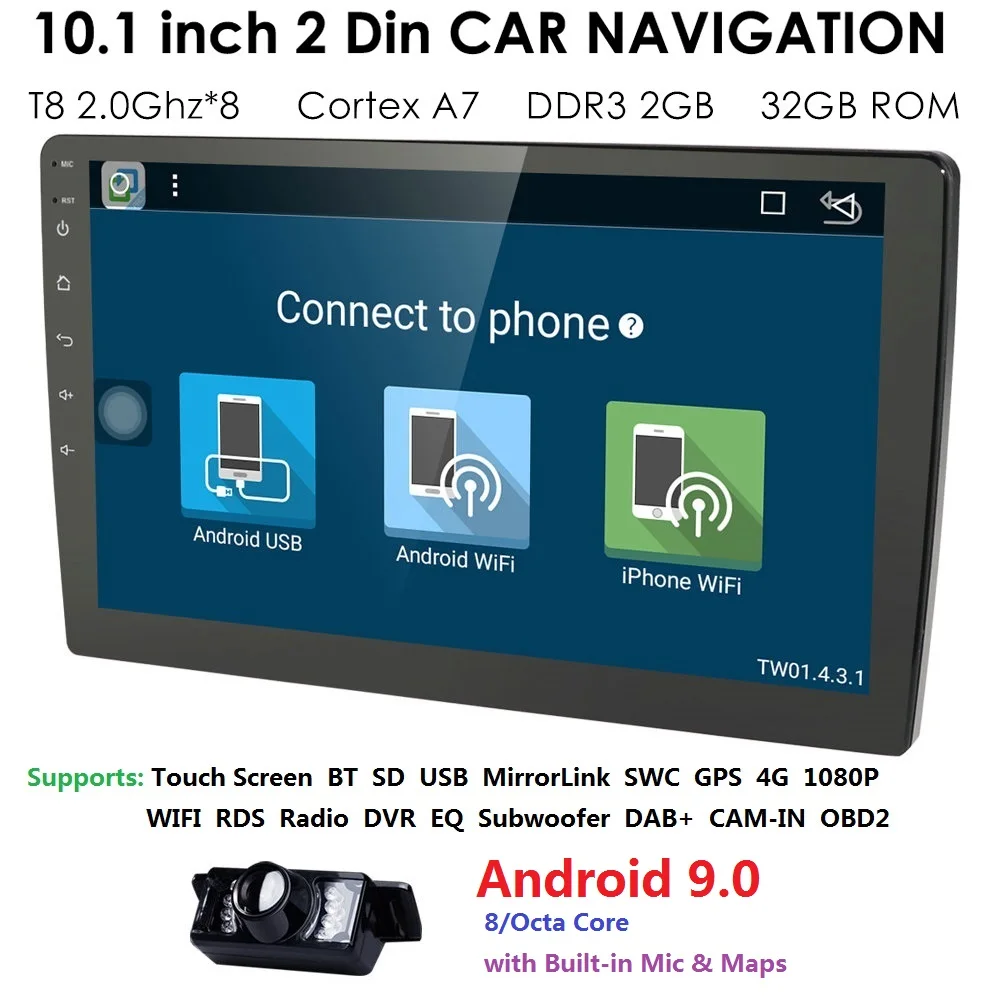 Новейшая автомобильная стереосистема android 9 0 2 грамма + 32 грома авторадио HD 1024*600 GPS