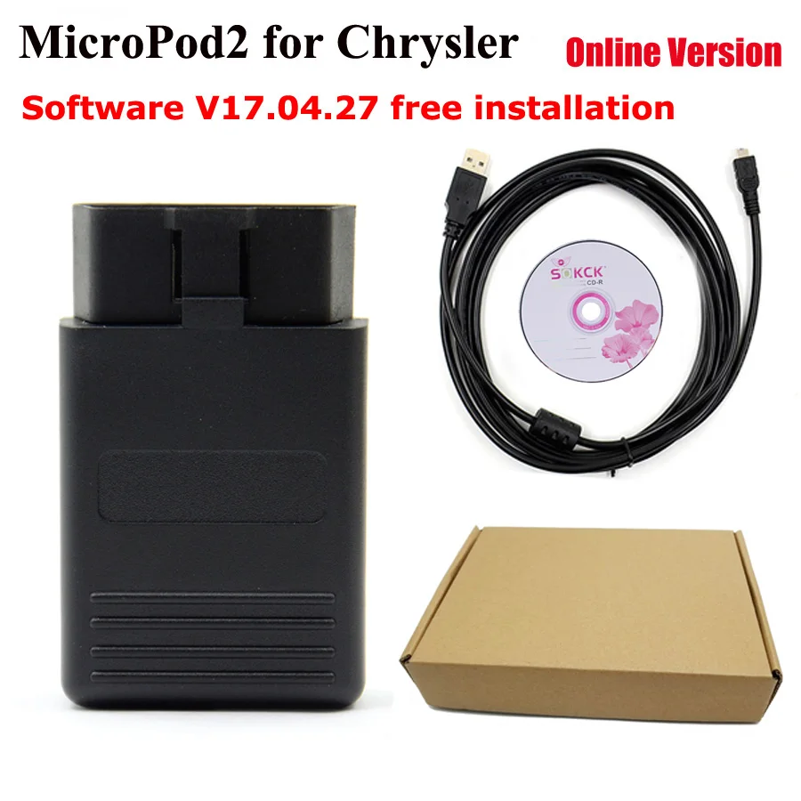 DHL Free Top V17.04.27 MicroPod2 Micro Pod2 с программным обеспечением ForChry-Je-ep Dod-ge Fia-t Micro-Pod 2 Поддержка онлайн-программирования