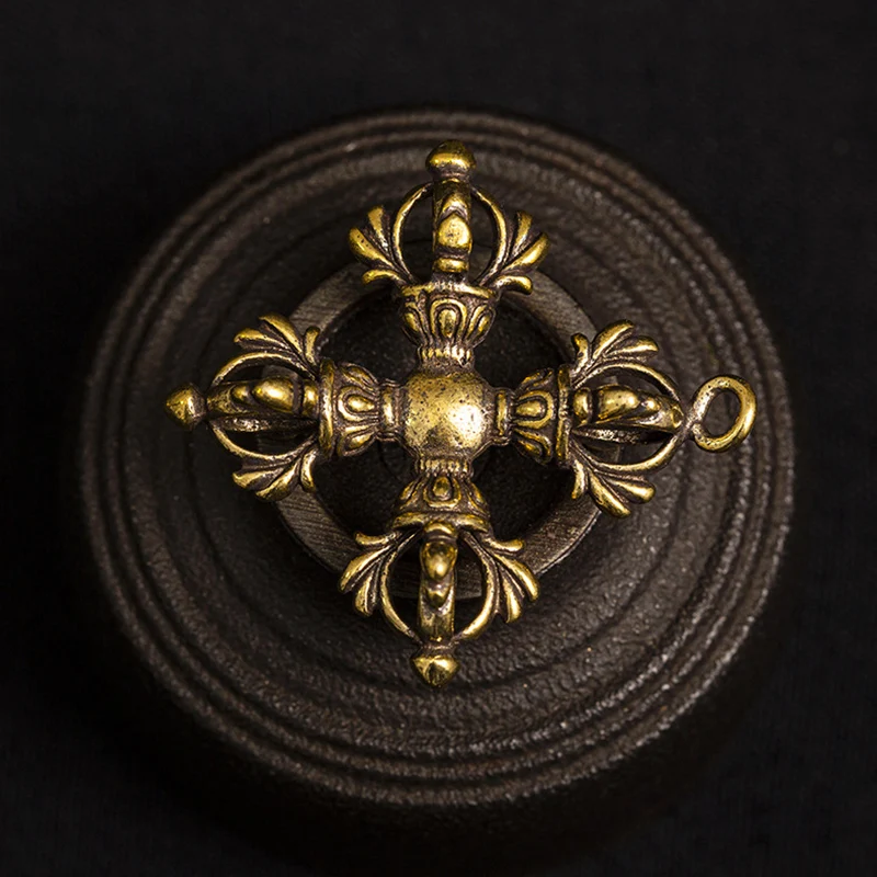 Латунный четырехжильный подвесной крест Пест Ваджра брелок с изгнанным демоном