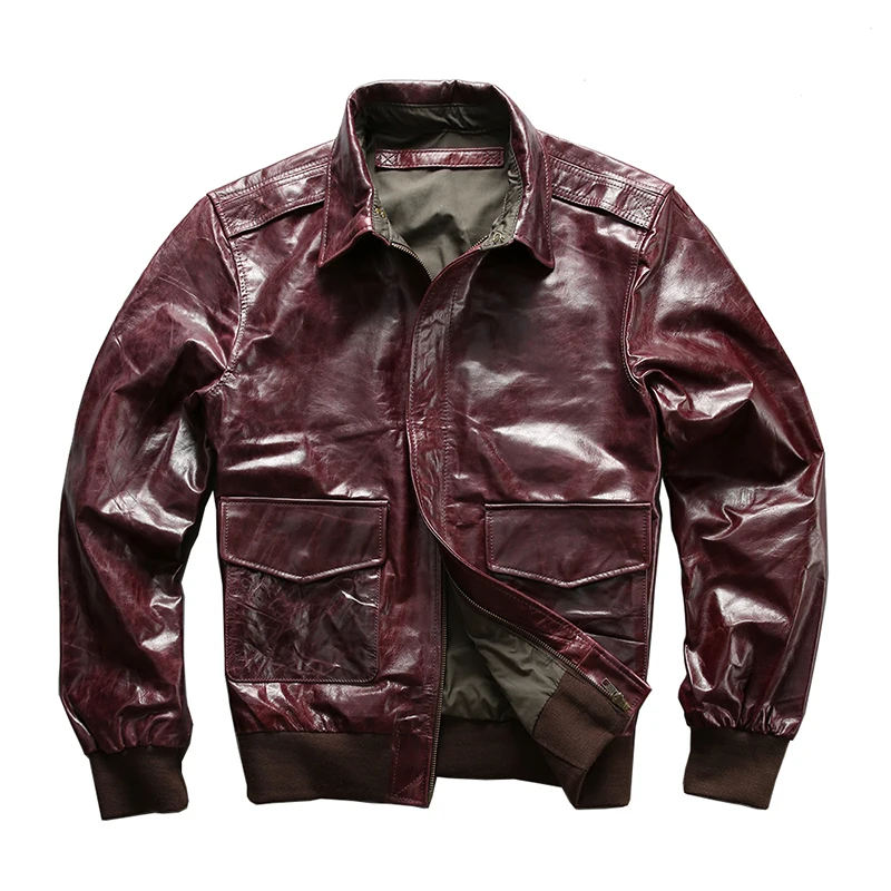 Мужская куртка из воловьей кожи светло коричневая приталенная с воском