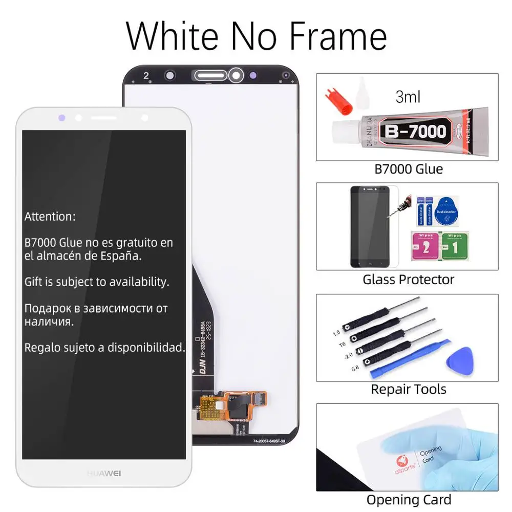 Дисплей для Huawei Y6 Y6 Prime atu-l31 LCD в сборе с тачскрином 5.7'' черный белый - Цвет: White No Frame