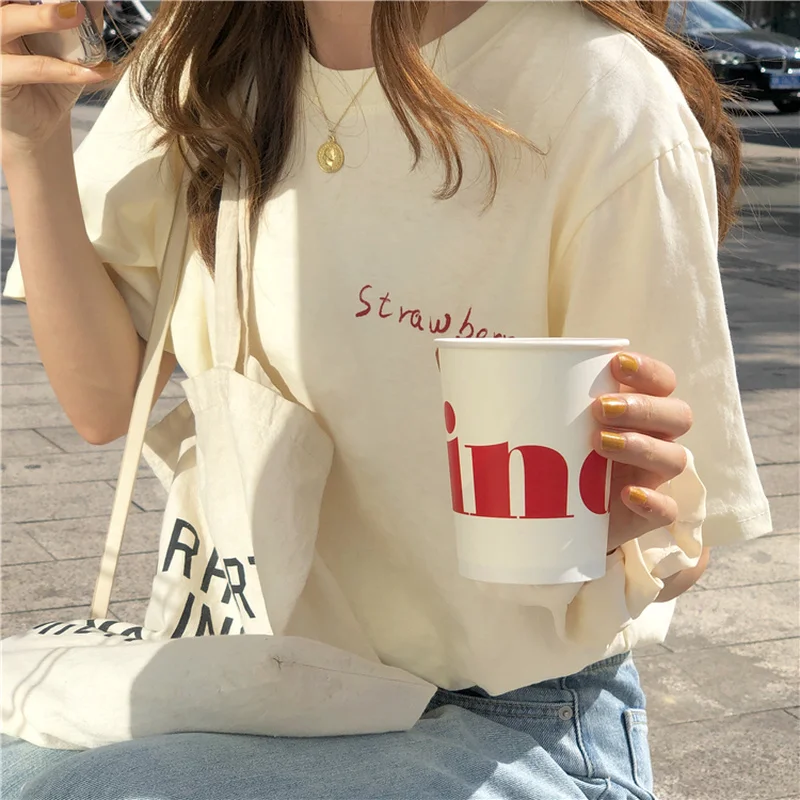 

ZAWAHIKI Print Fruits Women T Shirt Short Sleeve Summer 2021 Korean Vintage Ins Camisetas De Mujer Casual O Neck T-shirts Tops