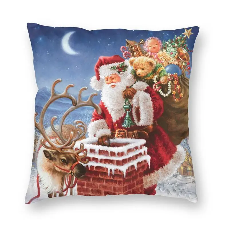 

Christmas Snowman Square Pillowcover Home Decor Navidad Cushion Cover Throw Pillow for Car Double-sided Printing