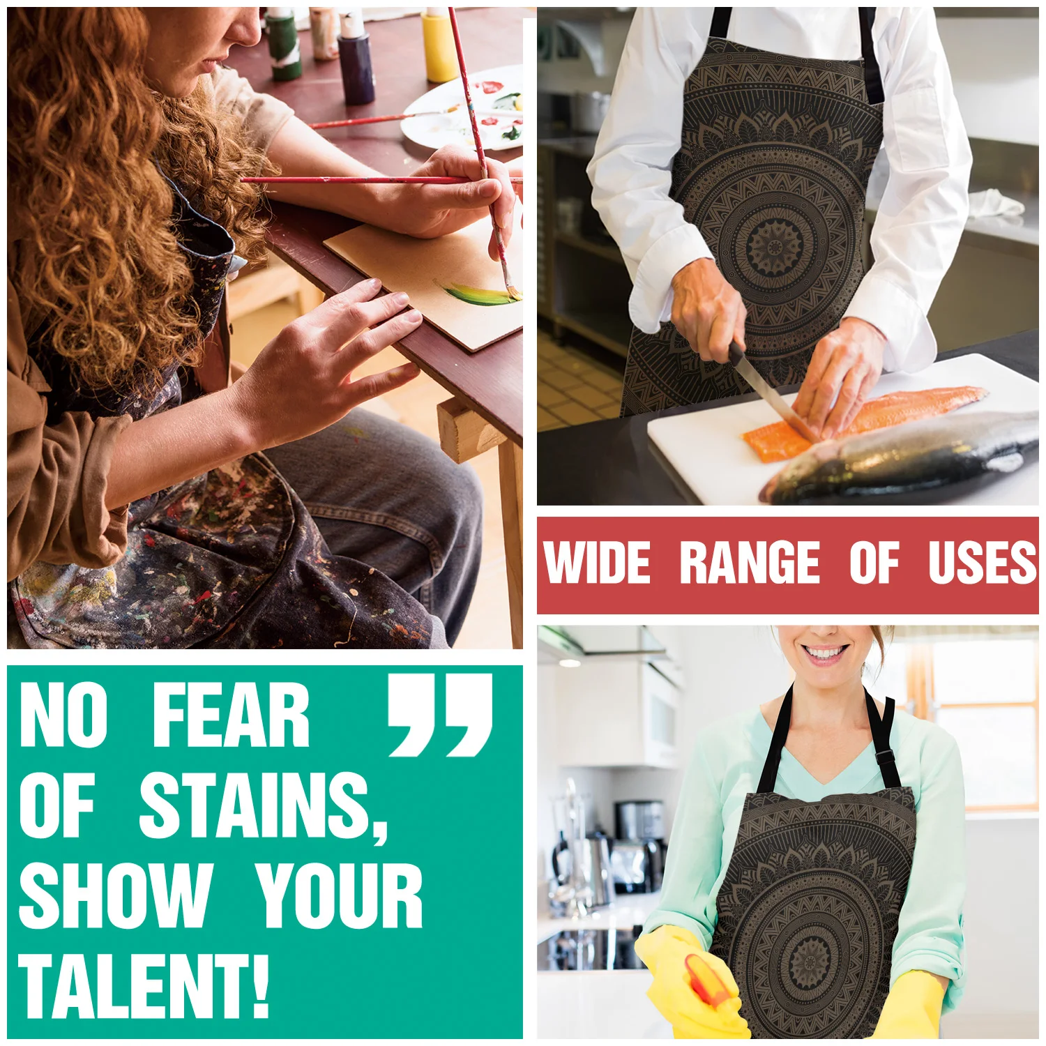 Хиппи черная мандала богемный стиль кухонные женские фартуки Детская рабочая