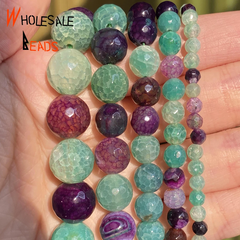 

Натуральный камень 4-12 мм граненые зеленые фиолетовые Агаты "вены дракона" круглые бусины-разделители для самостоятельного изготовления юв...
