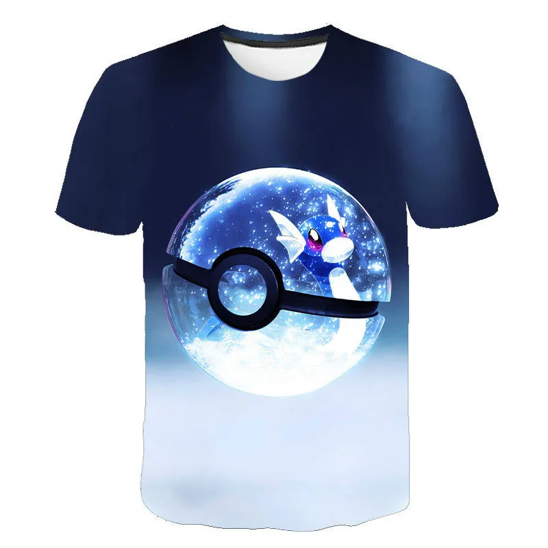 

2021 summer boys and girls round neck T-shirt 3D printing elf children's animation Harajuku fashion short-sleeved casual top