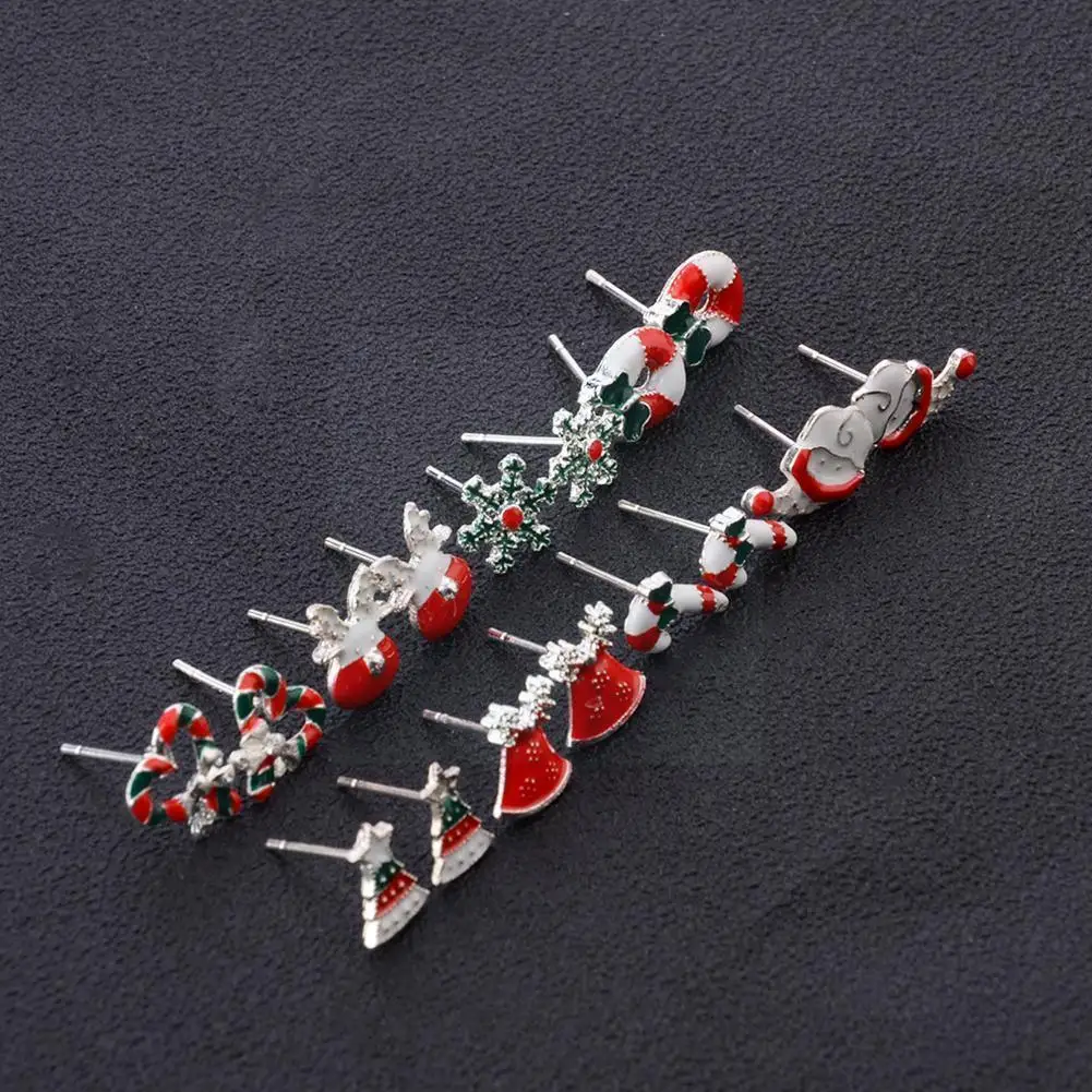 

8 Pairs Christmas Earring For Women Xmas Tree Snowman Gift Deer Ear Xmas Party Jewelry Stud Earrings Bell S0h4
