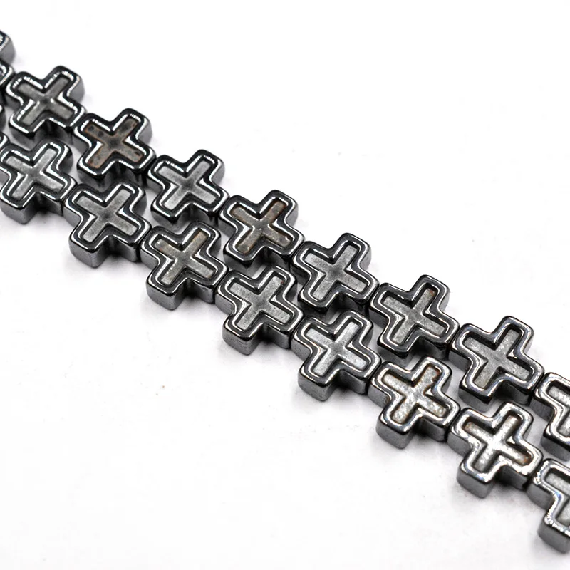 Concave Cross Bulge Black Hematite Stones Make Beads for Jewelry Making Accessories Bracelet Necklace DIY | Украшения и