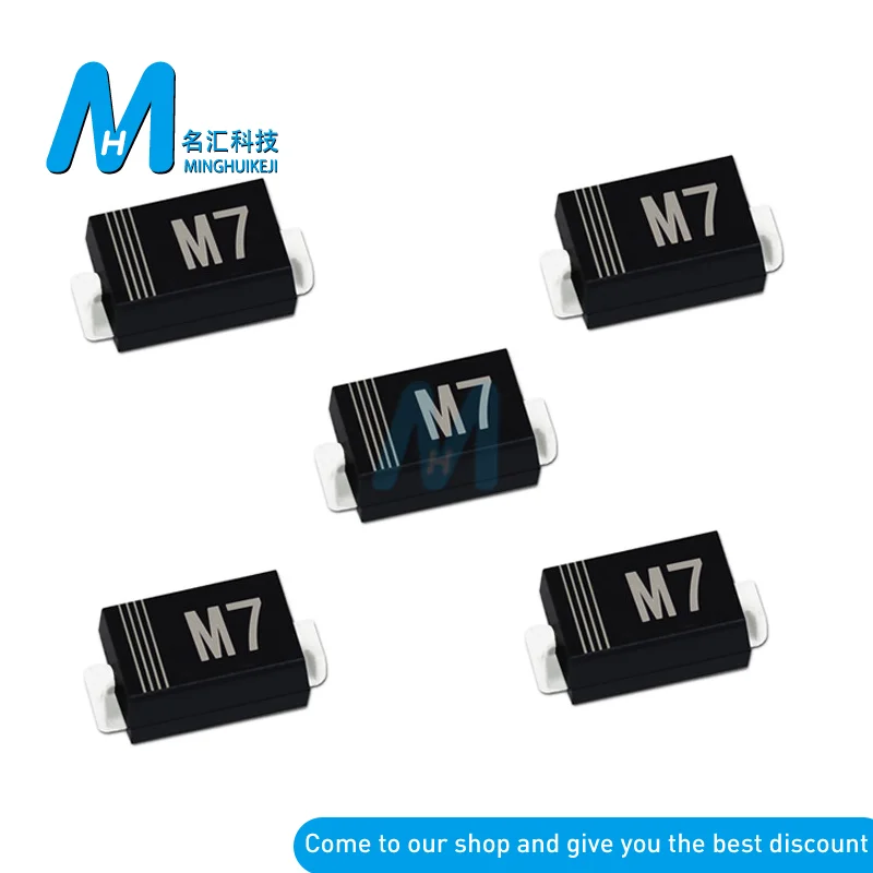 100 шт. M7 1N4007 диод SMD 1A 1000 В IN4007 выпрямительный MDS | Электронные компоненты и