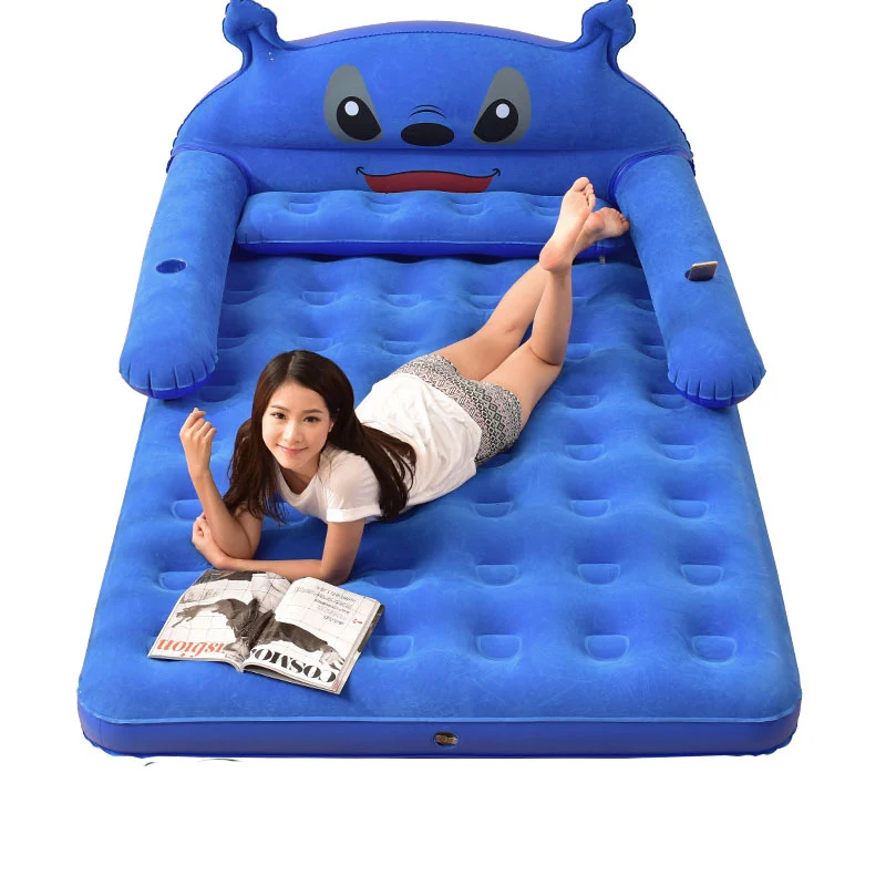 Kids Cartoon Inflatable Bed 2 Person Indoor Thickened Air Cushion Folding Bed Lazy Sofa Simple Outdoor Camping Mattress Mat