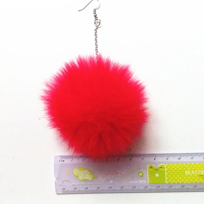 

New Silver Hooks White Black Faux Rabbit Fur Ball Pompom Pendant Tassel Drop Dangle Earrings for Women Cute Girl Jewelry Brincos