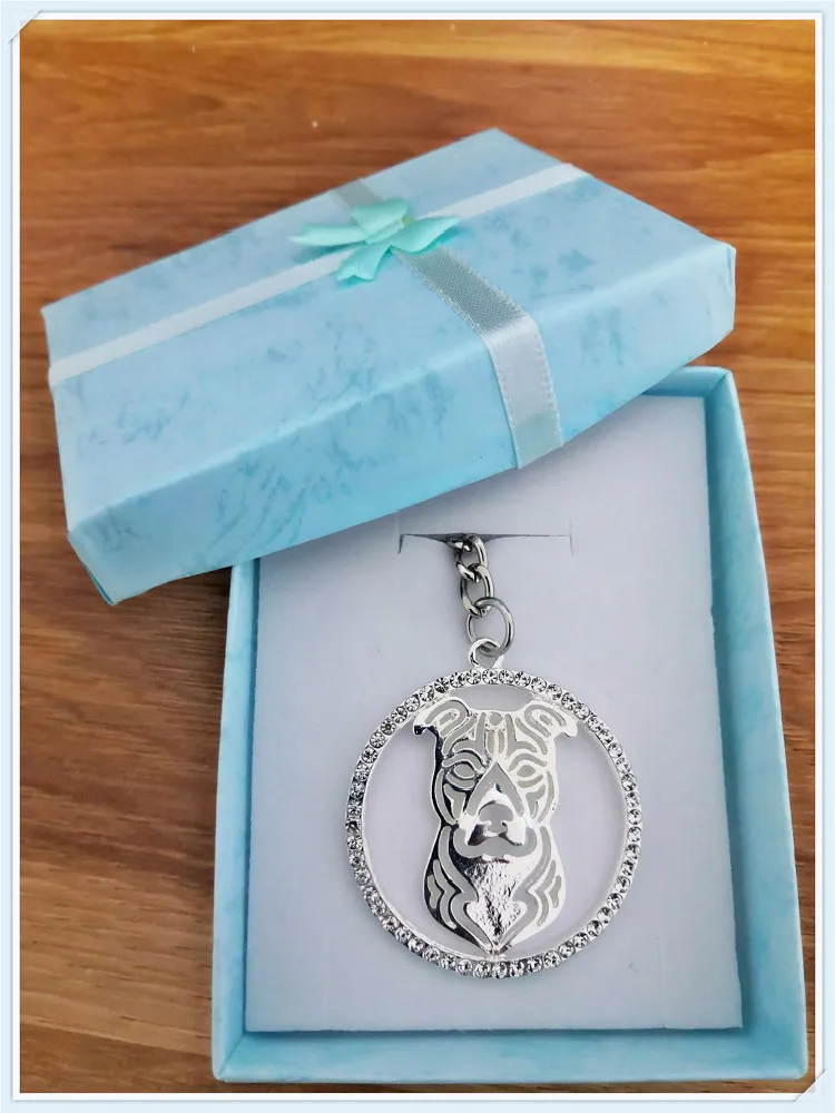 Цепочка женская из нержавеющей стали с кристаллом питбуля ожерелье для ключей