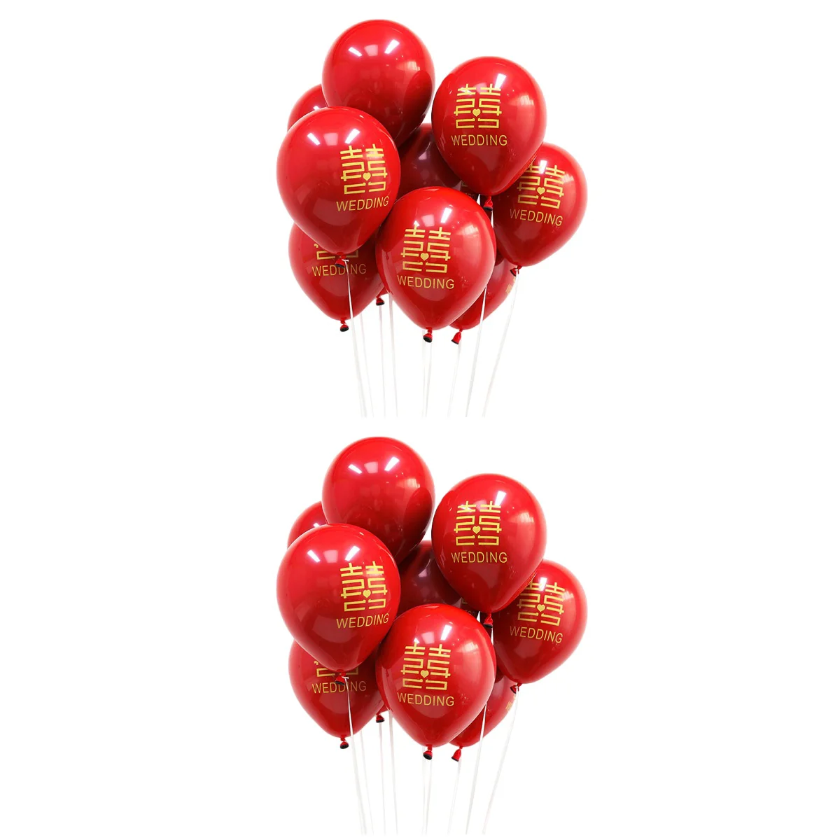 

100 Pcs 10 Inches Chinese Style Wedding Double Garnet Happy Word Latex Balloon Wedding Room Decoration (Double Delight)
