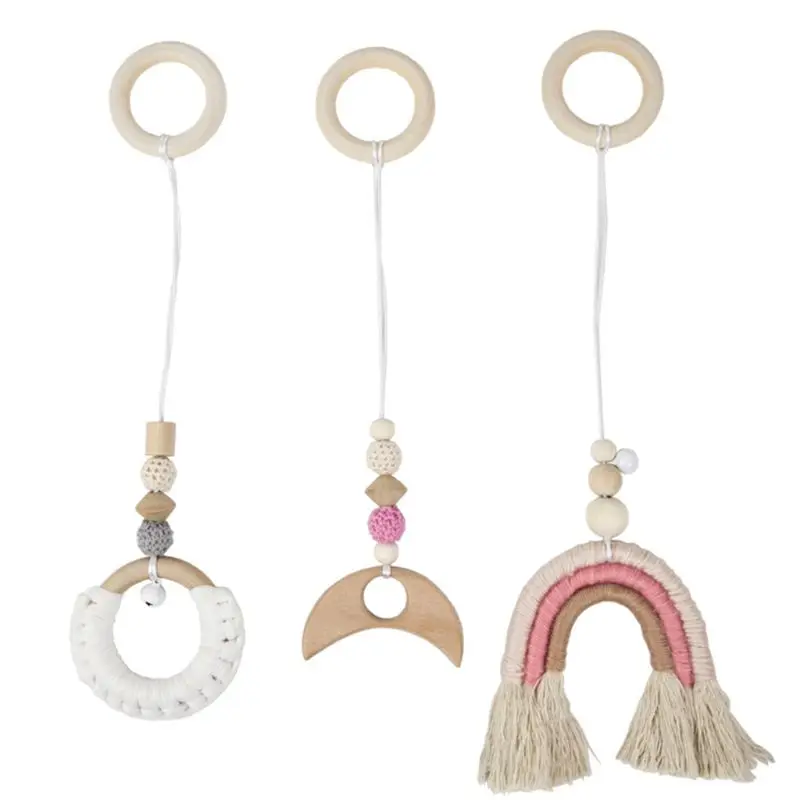 

3 шт. Nordic детское гимнастическое каркас Подвески деревянная вешалка для одежды с радугой подвесная игрушка T3LA