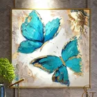 Абстрактная синяя бабочка на холсте арт-деко картина в рамке украшение для гостиной