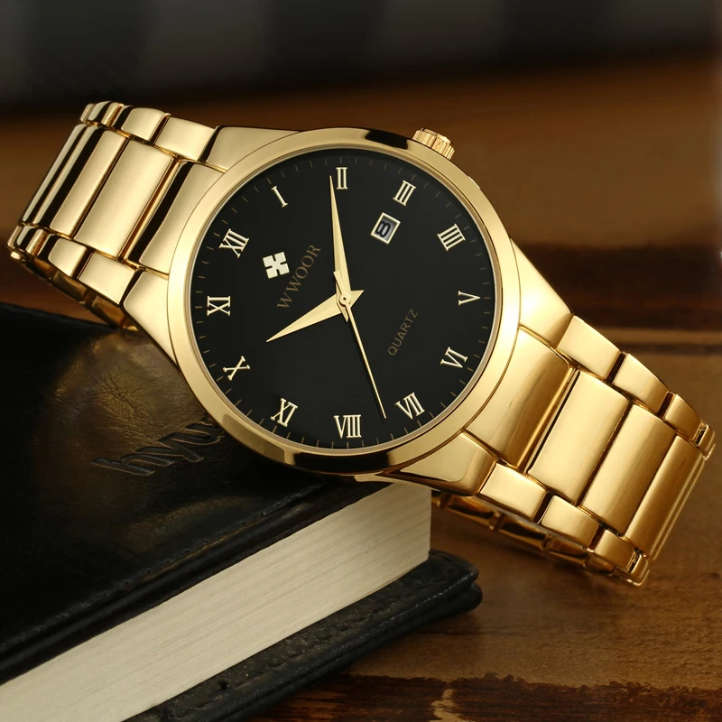Часы WWOOR Мужские кварцевые аналоговые брендовые Роскошные водонепроницаемые