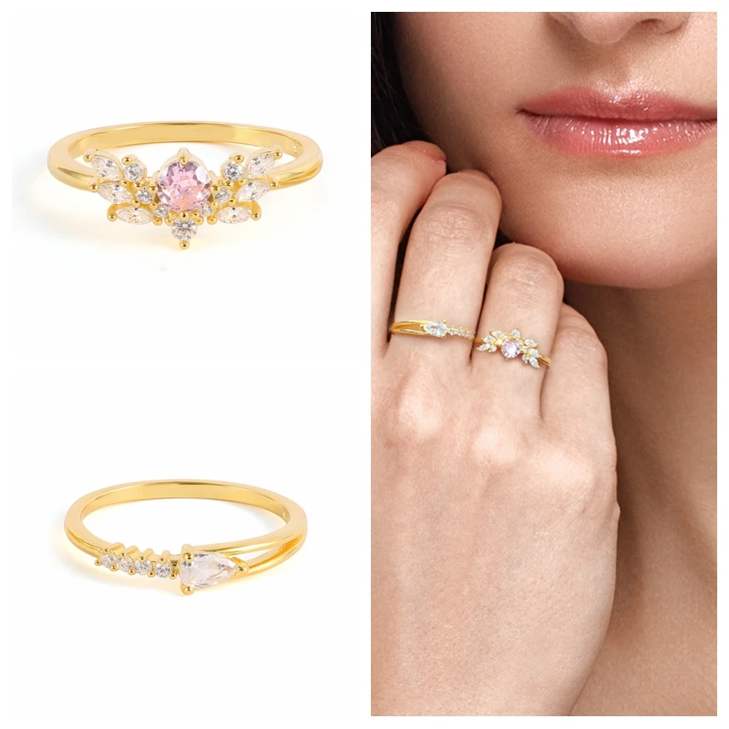 

CANNER Love Zircon Flower Horse Eye Diamond Ring 925 Sterling Silver Luxury Jewelry Rings For Women Wedding Anillos Bague Bijoux