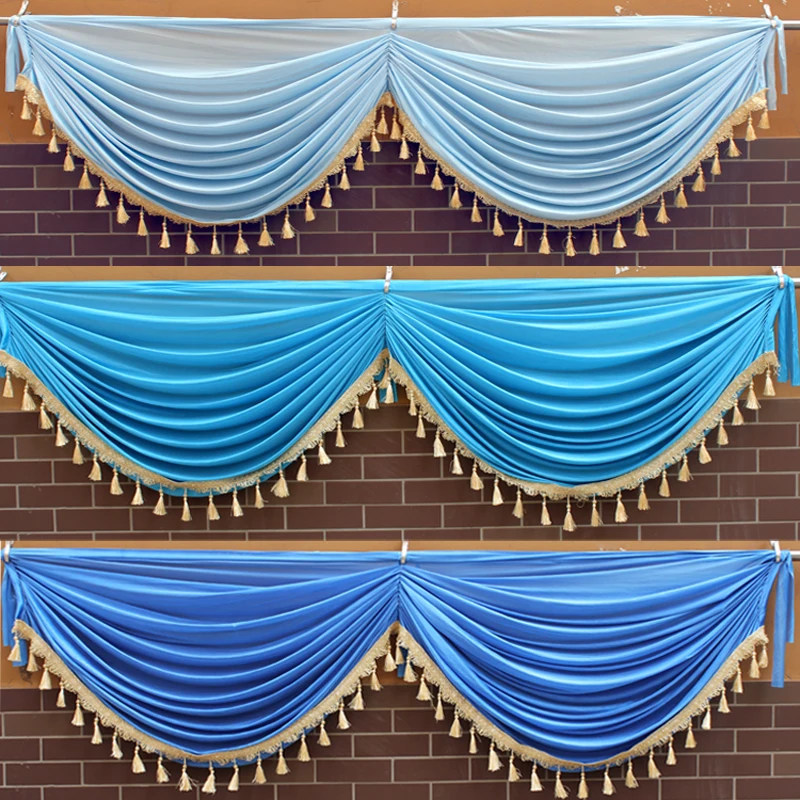 

Tassel Ice Silk Cloth Wedding Stage Background Veil Decoration Party Opening Ceremony Stair Handrail Curtain Fringe Backdrop