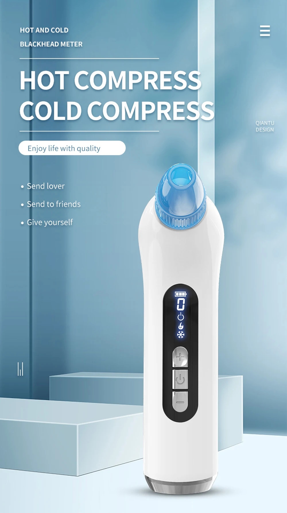 

Blackhead Remover Vacuum Suction Black Dot Acne Pore Cleaner Red and Blue Hot&Cold Compress Beauty Electric Pimple