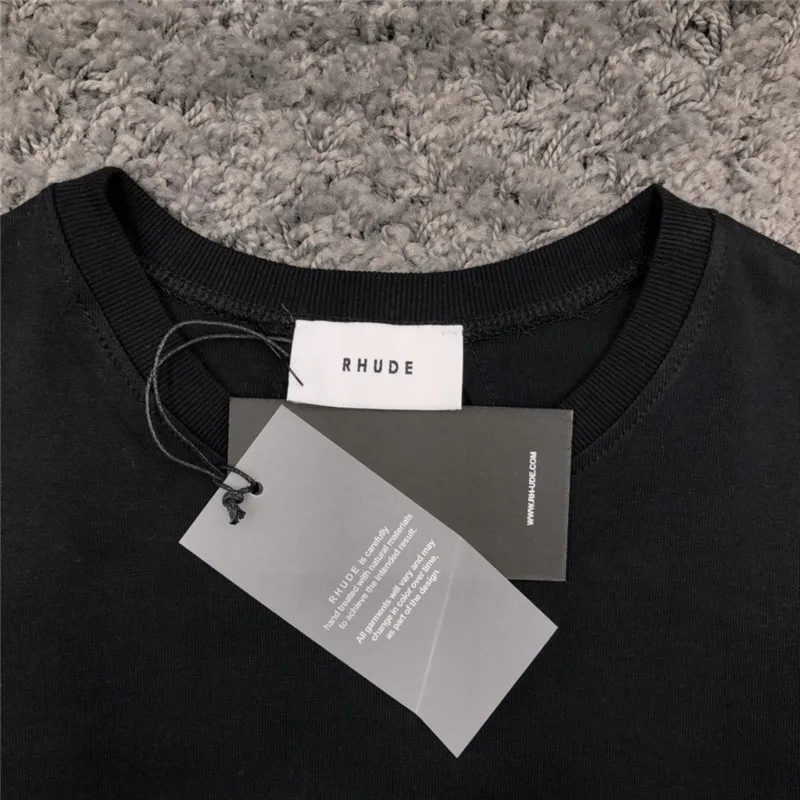 

Oversize Rhude BOX PERSPECTIVE T-shirt Men Women Vintage 1:1 High Quality RHUDE Tee Color Logo Print Tops Short Sleeve