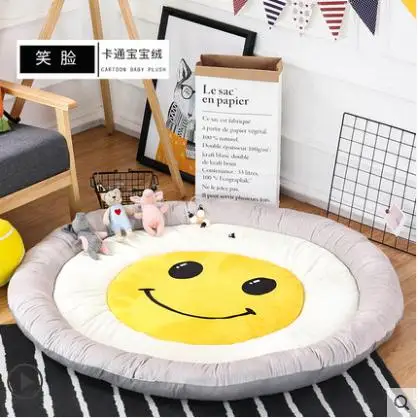 145cm Cotton Reversible Carpet,Pope Woven Carpet Woven Solid Color Round Rug Cushion Circular living Room Bedroom Rug - Цвет: Оранжевый