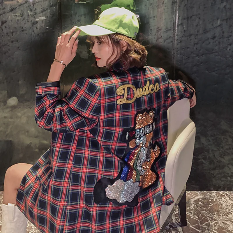 Модные куртки с блестками для осени 2020 женские блейзеры в клетку|Женские пиджаки|