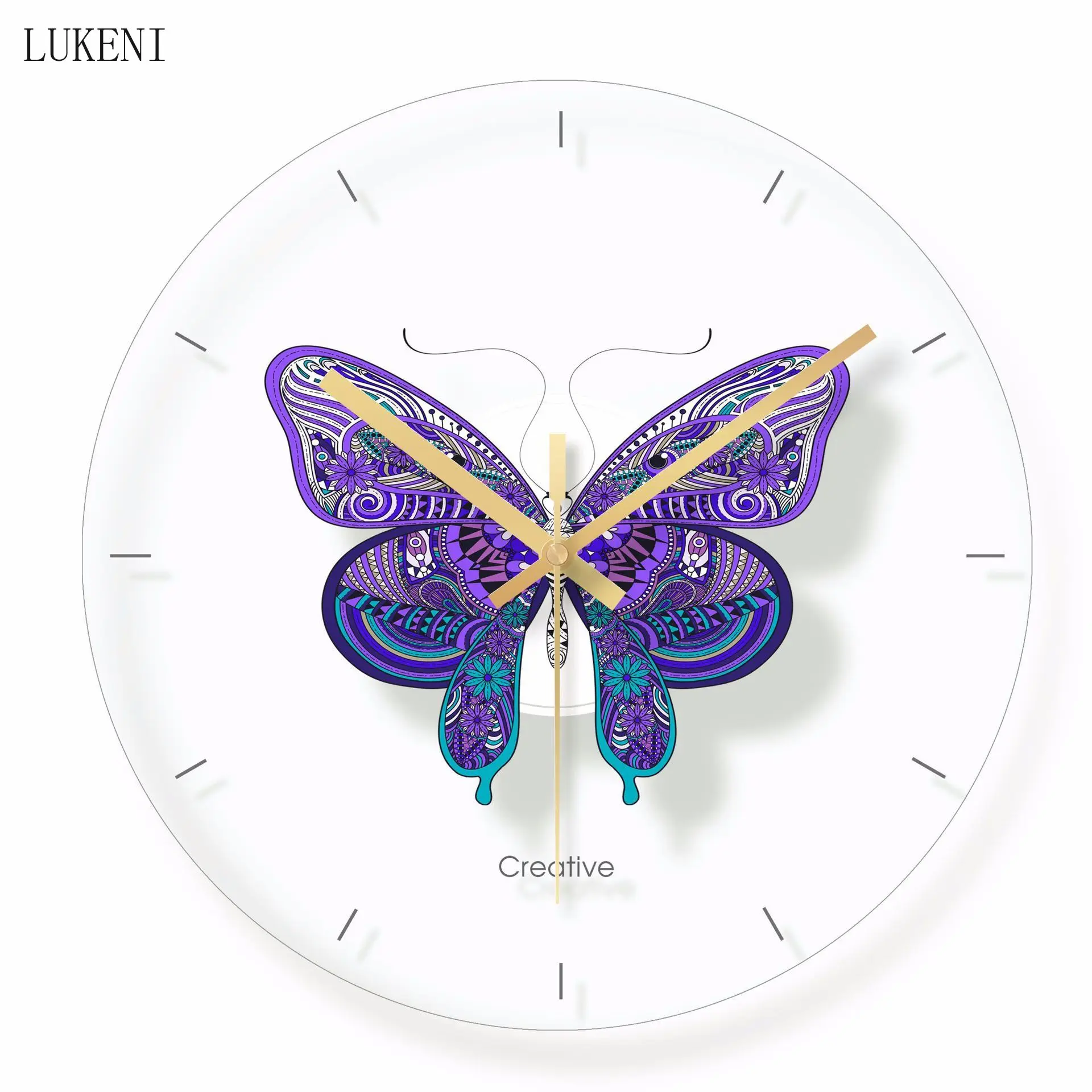 

Fashion butterfly Tempered glass wall clockwall decor home decor