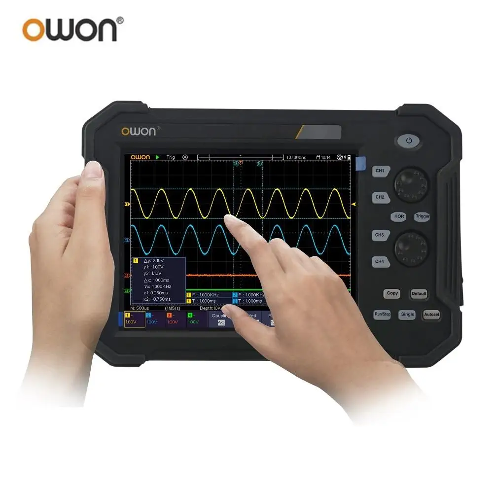 

Owon TAO3104 8 Bits 4-CH Digital Storage Oscilloscope 100MHz 1GS/s 8 Inch LCD Display Portable Handheld Oscillometer