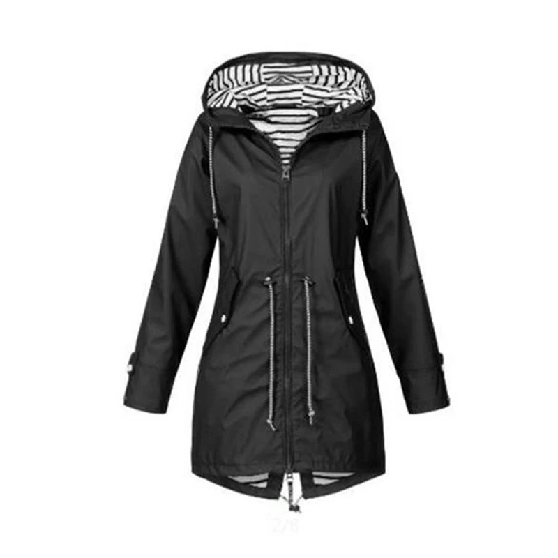 

Winter Hooded Women Streetwear Zipper Windbreaker Coat Female Thin Outwear Women Solid Jacket Outdoor Windproof Zipper Coat