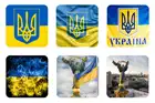 3D cтикеры  3Д наклейки на телефон, флаг и герб Украины. Мега Принт. Набор 6шт. 3х3 см скругленные углы. Красивые. Яркие.