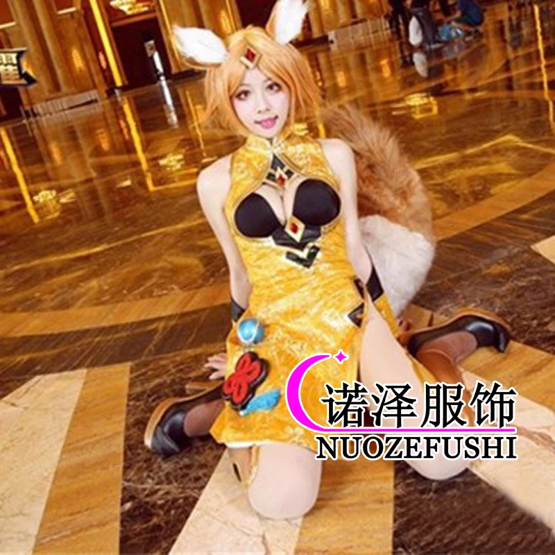 

Game King of Glory Su Daji Cosplay Costume Fox Cheongsam Women Dresses Halloween and Christmas costumes for women