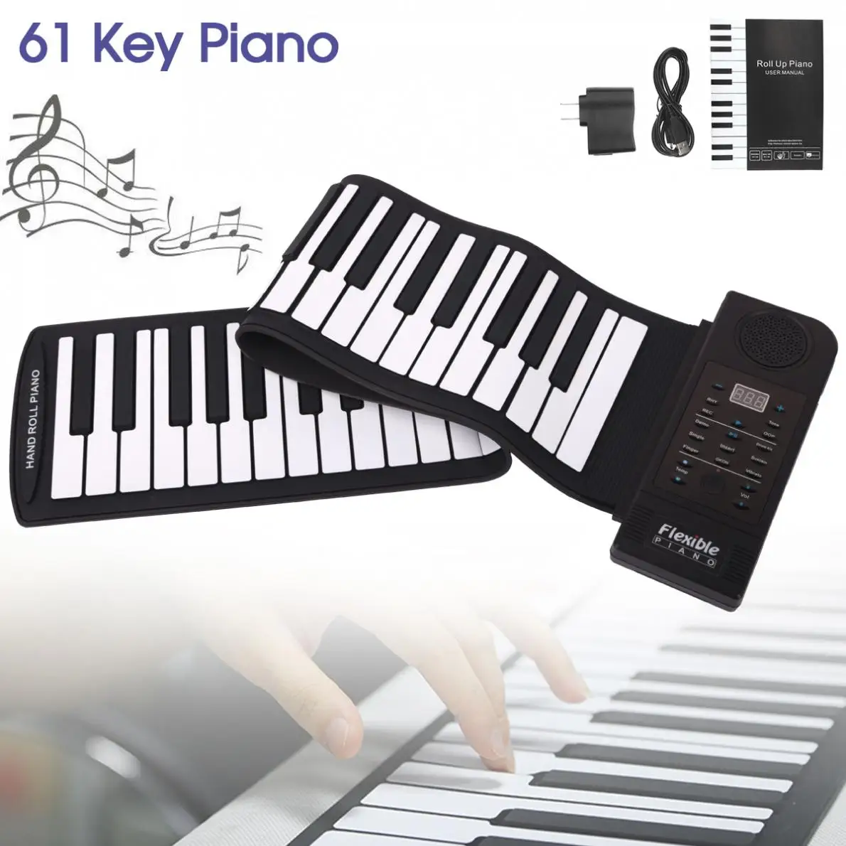 Enlarge Electronic Organ Portable 61 Keys Roll Up Flexible Silicone Piano Electronic MIDI Keyboard Organ Keyboard Instruments