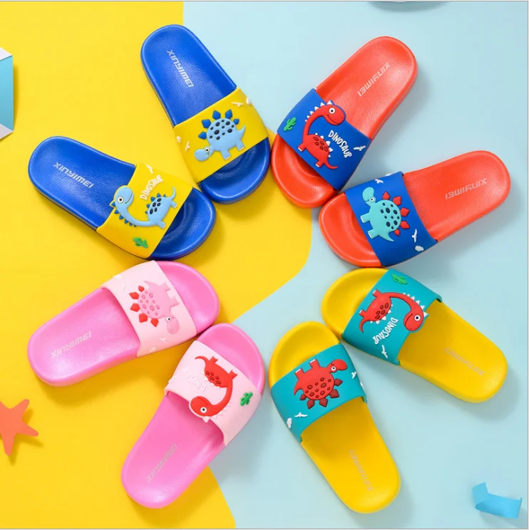 Летние детские тапочки с динозавром для мальчиков и девочек Тапочки из ПВХ
