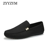 zyyzym spring summer men loafers shoes casual light canvas youth flat shoes breathable fashion footwear