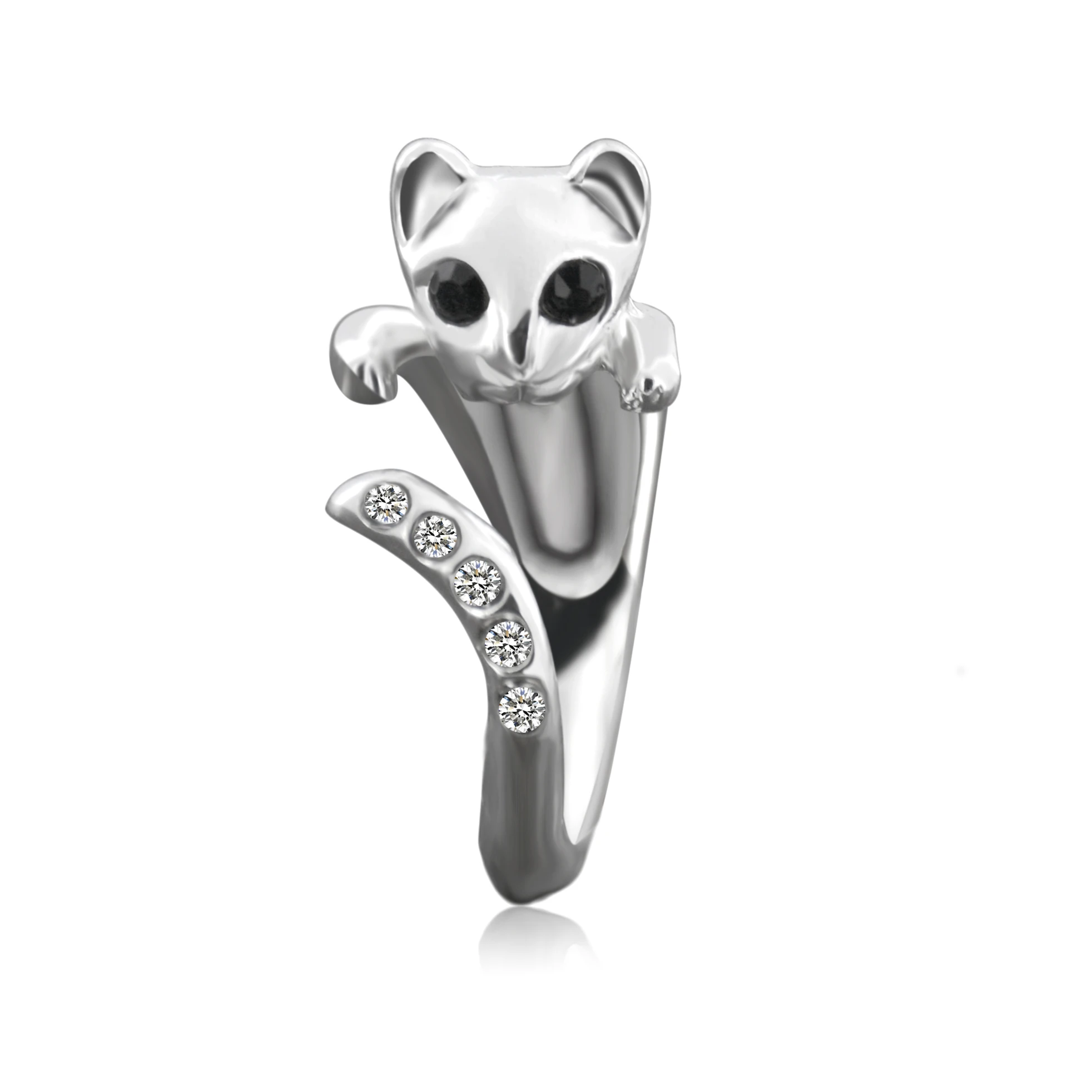 New 3 Colors Hippie Cute Crystal Cat Anel Ring Boho Brass knuckle Animal Anillos Couple Rings For Women Fashion Jewelry | Украшения и