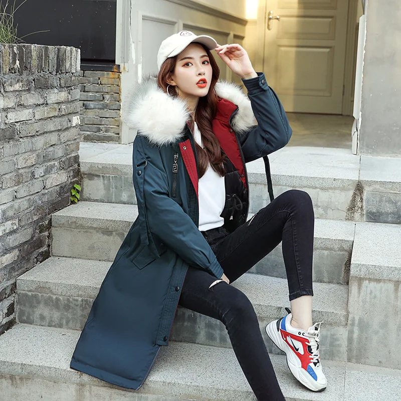 Женская парка с имитацией кроличьего меха хлопковое пальто капюшоном Женское