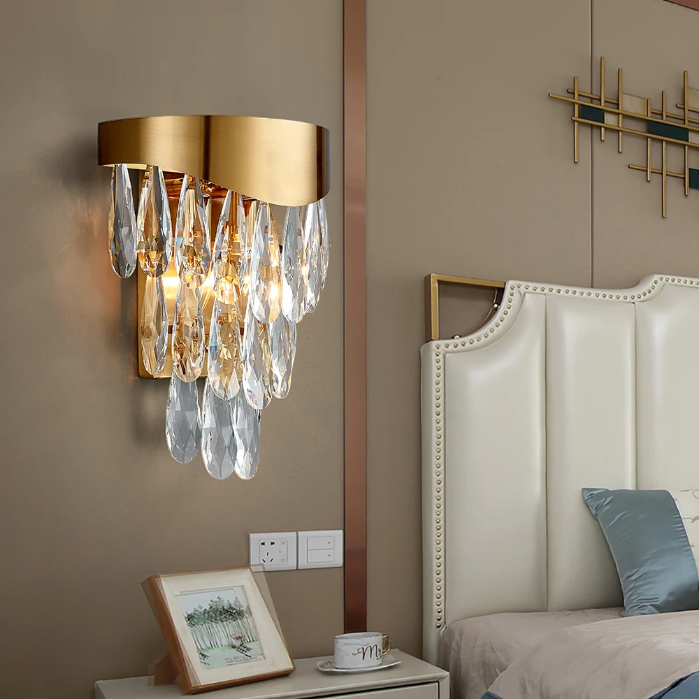 Luxury Gold Crystal Wall Sconce Lamps Modern Living Room Bedroom LED Lights Creative Home Decoration Lighting | Лампы и освещение