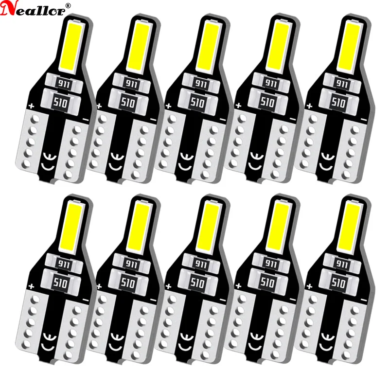 

10 шт., Автомобильные светодиодные лампы T10 2825 SMD W5W, светодиодная лампа Canbus, без ошибок, автомобильное освещение салона, автомобильная купольн...