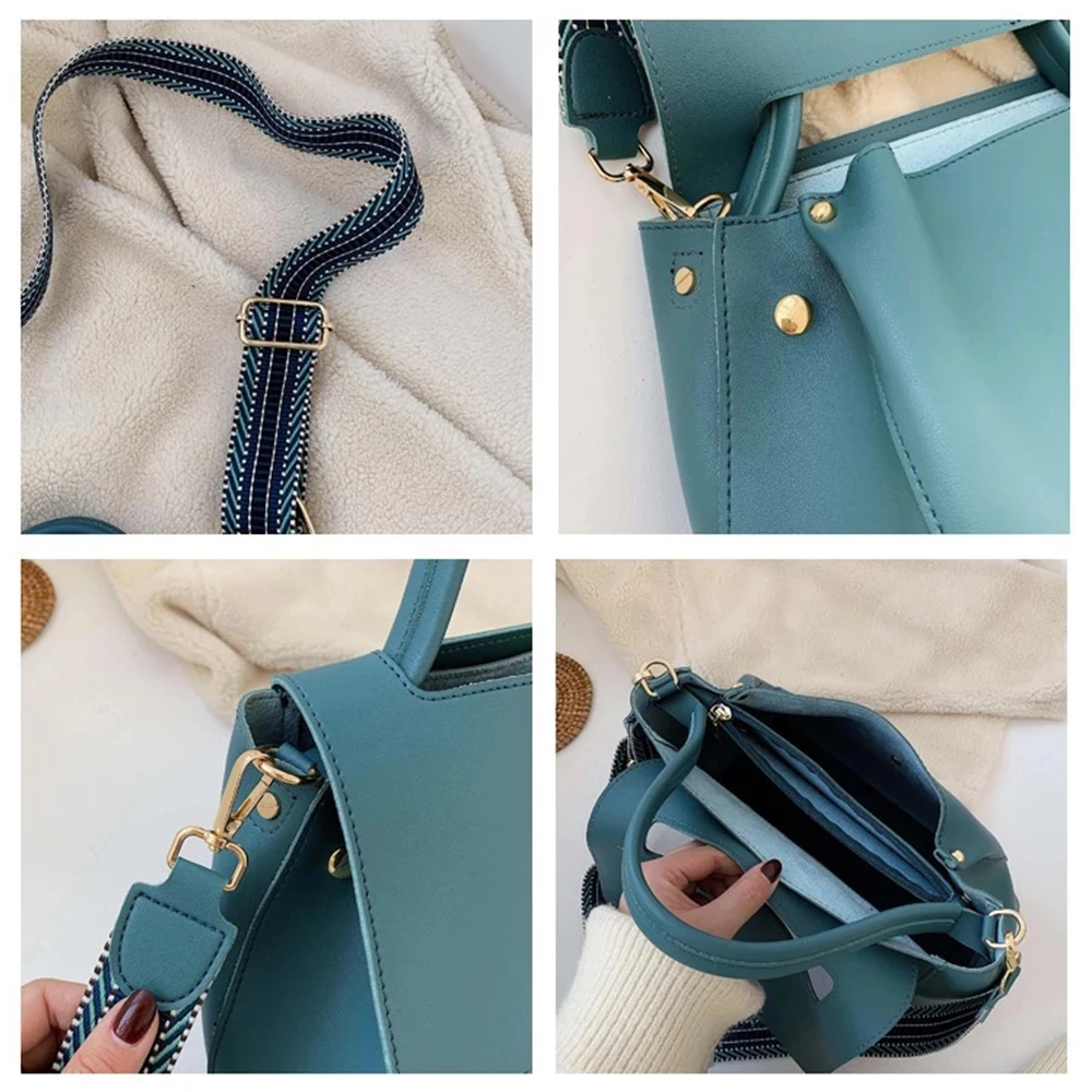 

Fashion PU Leather women handbag High capacity 2021 winter Solid Color female Shoulder Crossbody Bag Travel Lady totes blue
