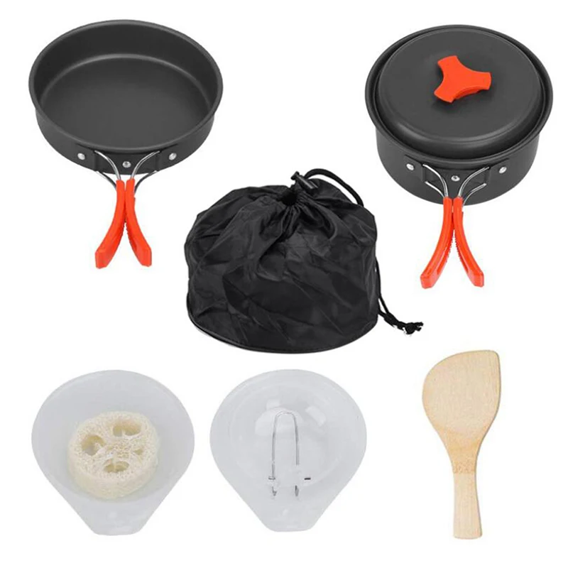 

Outdoor Camping Cookware Set Marching Utensils Tableware Cooking Stove Kit Travel Pan Hiking Picnic Camping Tools For 1-2 Person